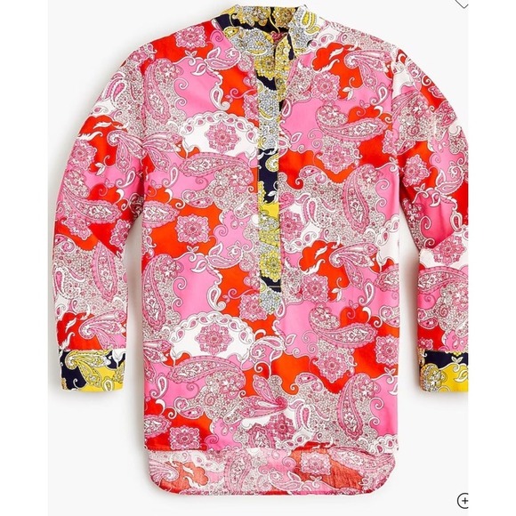 J. Crew Tops - New J. Crew Band Collar Cotton Poplin Tunic in Vintage Paisley Size Small